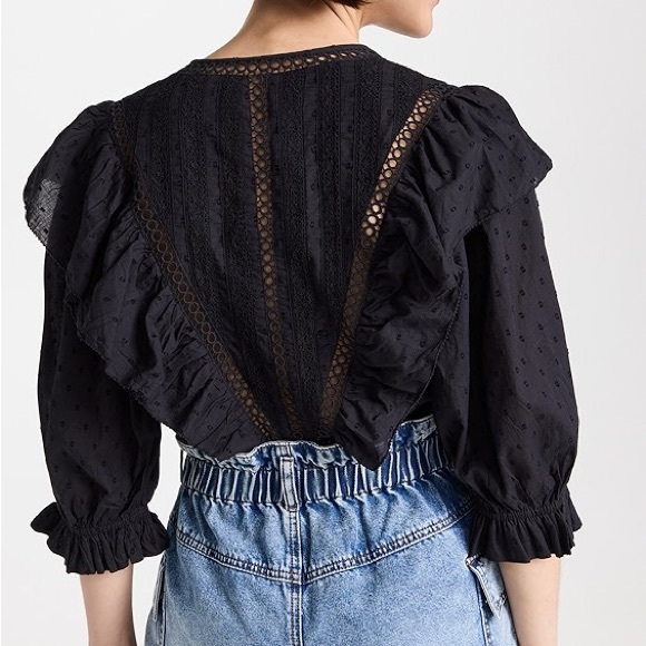 Farm Rio Black Lace Ruffle Bodysuit! - Picture 2 of 5